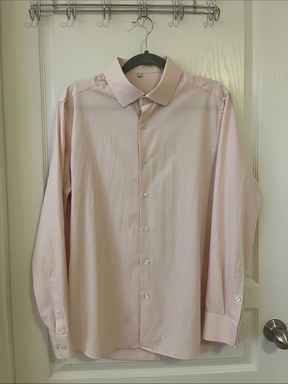 State And Liberty Men's Light Pink Long-Sleeve Dress Shirt Size L